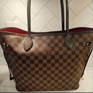 Louis Vuitton Neverfull MM Tote | Brown Checkered Shoulder Bag
